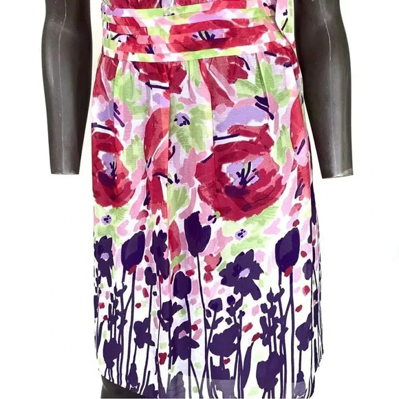 I.N. Studio Sleeveless Chiffon Bow Tie Sheath Dress Size 12 Multicolor Floral - Picture 5 of 14